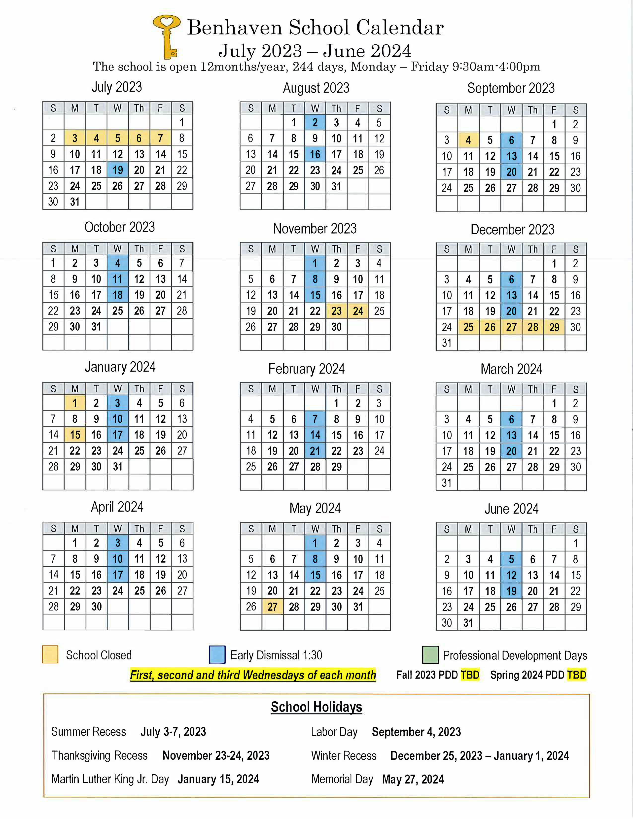 benhaven-school-calendar